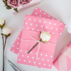 Pink Polka Dot Gift <b>Wrap</b> <b>Paper</b> <b>Roll</b> 17 Inch X 33 Feet Double Sided Recyclable For Birthday Bridal Shower Craft - Product Image 3