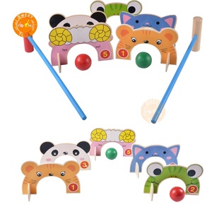 Jeu de <span class=keywords><strong>croquet</strong></span> en bois avec 5 portes, animaux de dessin animé, jouets de golf amusants, <span class=keywords><strong>jeux</strong></span> éducatifs de plein air pour enfants - Product Image 2