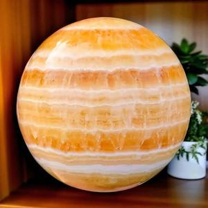 Sphère de cristal d'Islande jaune de 7 à 7,5 cm, pierre précieuse, cadeau, cristaux de guérison réels, pierres précieuses, sphère de calcite jaune miel - Product Image 1