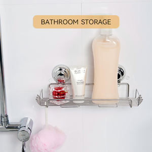 Étagère murale de salle de bain à ventouse, sans perçage, pour serviettes et accessoires de toilette - Product Image 5