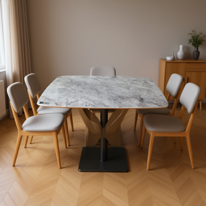 Homeera <b>Dining</b> <b>Table</b> L160 W90 H75cm Marble <b>Top</b> Metal Legs Modern Design For Home <b>Dining</b> Room Furniture - Product Image 2