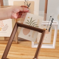 Vente en gros prix d'usine cadre photo en bois MDF transparent double face en verre cadre photo flottant en bois massif avec verre véritable