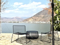 Chaise de café de style industriel Harry Bertoia Mobilier de jardin extérieur à armature métallique noire pour la maison, le bureau ou l'hôtel