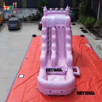 Toboggan aquatique gonflable géant rose pour adultes, 18 OZ PVC, pour l'extérieur, avec piscine amovible, pour les fêtes d'enfants dans la cour