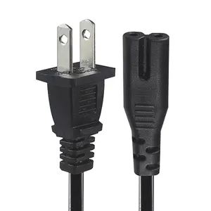 110v Usa 2 Pin Plug Nispt-2 Flat Iron Pure Copper US Ac Power Cables Extension IEC C7 Power Cord For tv