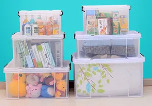 Grande boîte de rangement transparente pour bureau à domicile boîte de rangement en plastique jouets pour enfants vêtements articles divers voiture boîte de rangement en plastique