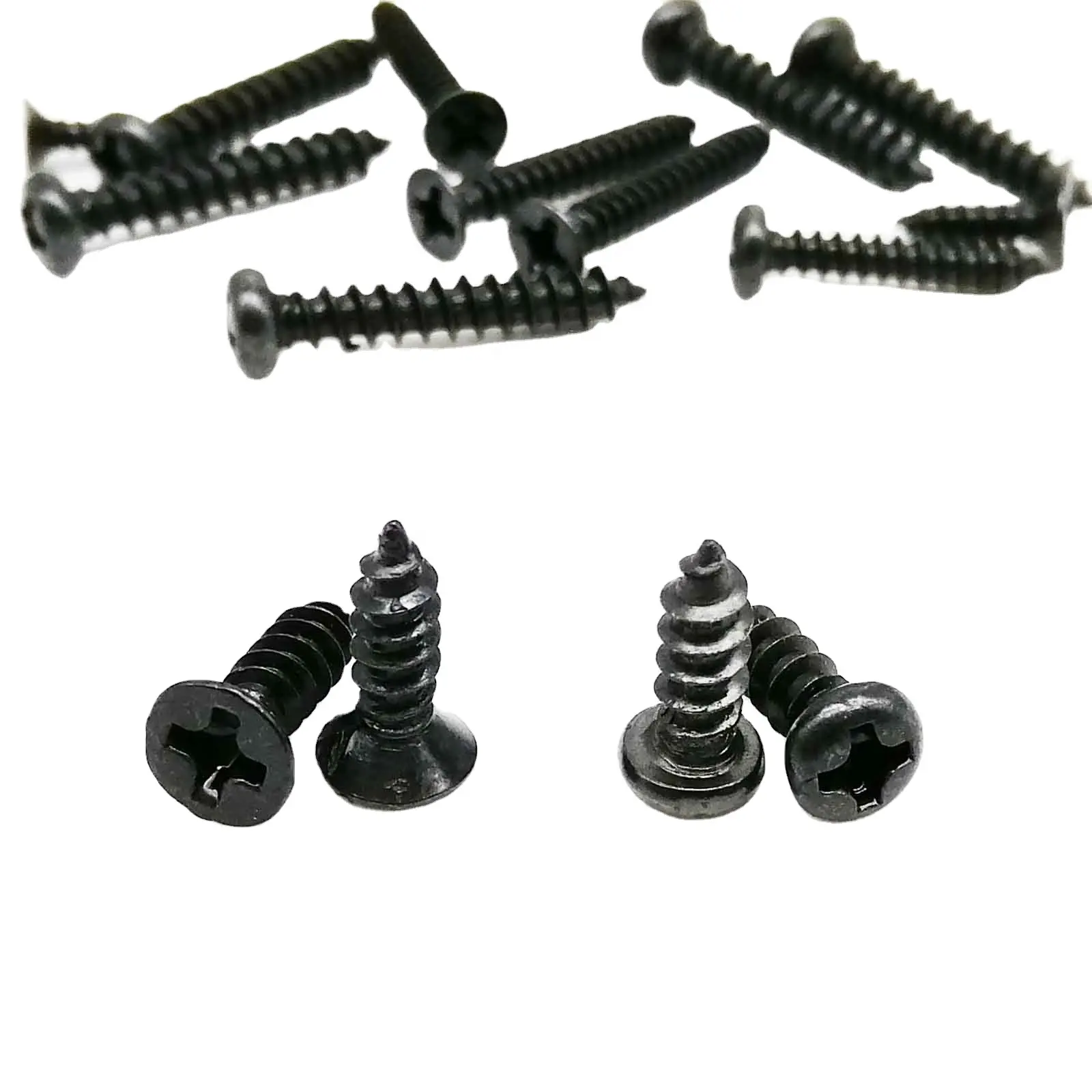 M1 M1.2 M1.4 M1.7 M2 Black Steel Small Micro Cross Recessed Phillips Pan Round Flat Countersunk Head Wood Self Tapping Screw