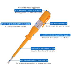 Fabrieksprijs Elektrische Hoge Helderheid Neon Lamp Gele Test Potlood <span class=keywords><strong>Tester</strong></span> Elektrische Spanning Met Beschermende Isolatiehuls - Product Image 4