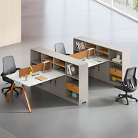 Bureau de travail modulaire pour employés avec bibliothèque latérale haute, pieds en métal en forme de A, poste de travail avec cloison pour espace de travail des employés