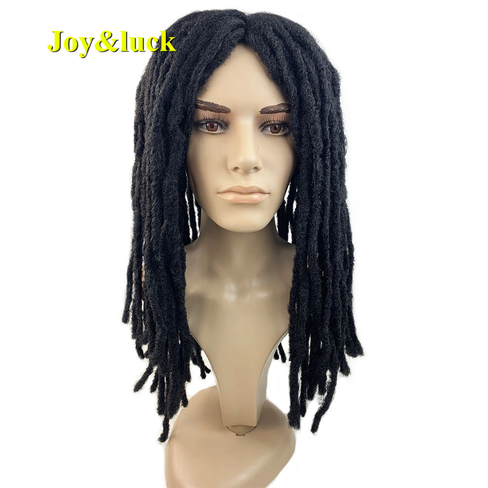 लंबी Dreadlocks विग पुरुषों सिंथेटिक काले Dreadlock सीधे Crochet बाल ब्रेडिंग के लिए मध्य भाग बाल Wigs दैनिक या Cosplay विग