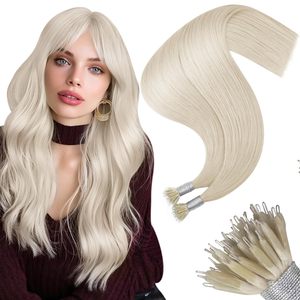 Extensions de cheveux Nano Bead en cheveux humains blond blanc, extensions à anneaux Nano <span class=keywords><strong>pour</strong></span> les voyages, sans chaleur, sans colle, extensions à fusion à <span class=keywords><strong>froid</strong></span> - Product Image 1