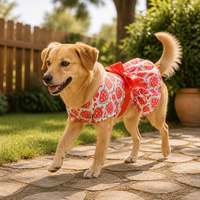 Gaun Anjing Motif Bunga Bahan Katun Poli Lembut Tanpa Lengan, Nyaman dan Ringan untuk Pemakaian Sehari-hari, Gaya Farmhouse Lucu untuk Musim Panas