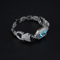 Vente en gros de bijoux de luxe en argent sterling 925 plaqué or 18 carats topaze léopard des neiges pendentif collier bracelet bague parure de luxe personnalisée