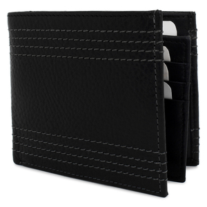 Dompet lipat kulit PU asli, dompet lapisan kanvas kulit asli, tempat kartu, gaya kasual panjang, dompet hadiah terbuka - Product Image 1