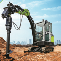 Excavadora de cadenas ZE27GU de 2.7 toneladas y 0.08 m³ con motor de 15.4kW, cucharón reforzado y martillo rompedor