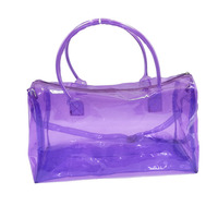 Sac de sport transparent en PVC pour femme, sac de plage transparent, personnalisation acceptée, sac de gym avec poignées et bandoulière réglable