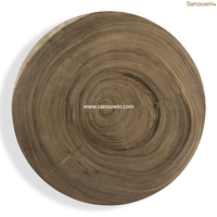 Table à thé d'extérieur haut de gamme, faite à la main, moderne, patinée, portable, plateau en chêne brun foncé, pour hôtels, parcs, appartements, villas