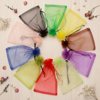 Petit sac cadeau cosmétique en gros, sac fourre-tout en organza transparent à cordon, modèle QJ-DB-045, Chine Zhejiang
