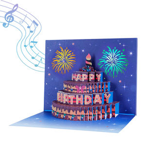 Tarjeta de <span class=keywords><strong>Cumpleaños</strong></span> Musical de 90 Grados para Niños, de Papel, con Corte Láser, Iluminada, Pop-Up, Hecha a Mano, Inflable, Impresión Digital a Color CMYK - Product Image 1