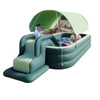 Automatischer aufblasbarer Kinderpool mit Überdachung und Rutsche, großes Hüpfburg-Spielhaus, verdickter Sonnenschutz aus PVC-Zubehör