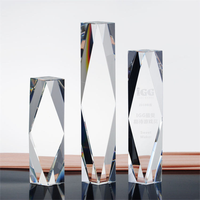 Trophée personnalisé en cristal K9 en forme de colonne, plaque de récompense en cristal gravée avec logo et texte pour souvenir d'entreprise