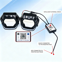 Cache-phare carré LED 3 pouces 2 pièces avec lentille RGB et contrôle par application, effet Angel Eye Halo, pour la rénovation de phares de voiture et de moto, et feux de jour