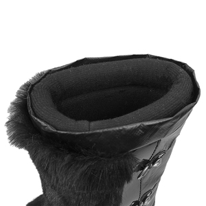 High Quality Grid Soft Faux Fur Snow Boots with Shoelace Platform Winter <strong>Booties</strong> for Women - Product Image 4