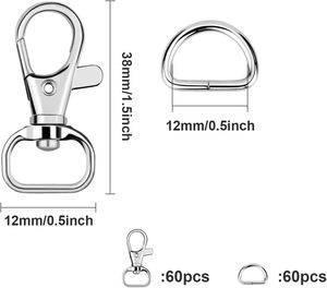 SANNIX Pcs Keychain Clip <b>Hooks</b> With D Ring Include Pcs Swivel <b>Snap</b> <b>Hooks</b> Lanyard Clip And Pcs D Ring For Purse Hardware Sewing P - Product Image 3