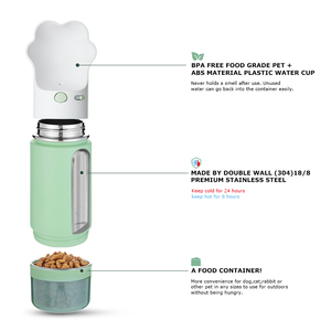 Bottiglia d'Acqua per Cani in Acciaio Inox da 18oz con Ciotola per Cibo, Dispenser d'Acqua Portatile per Cani, Bottiglia Antigoccia per Bere - Product Image 5