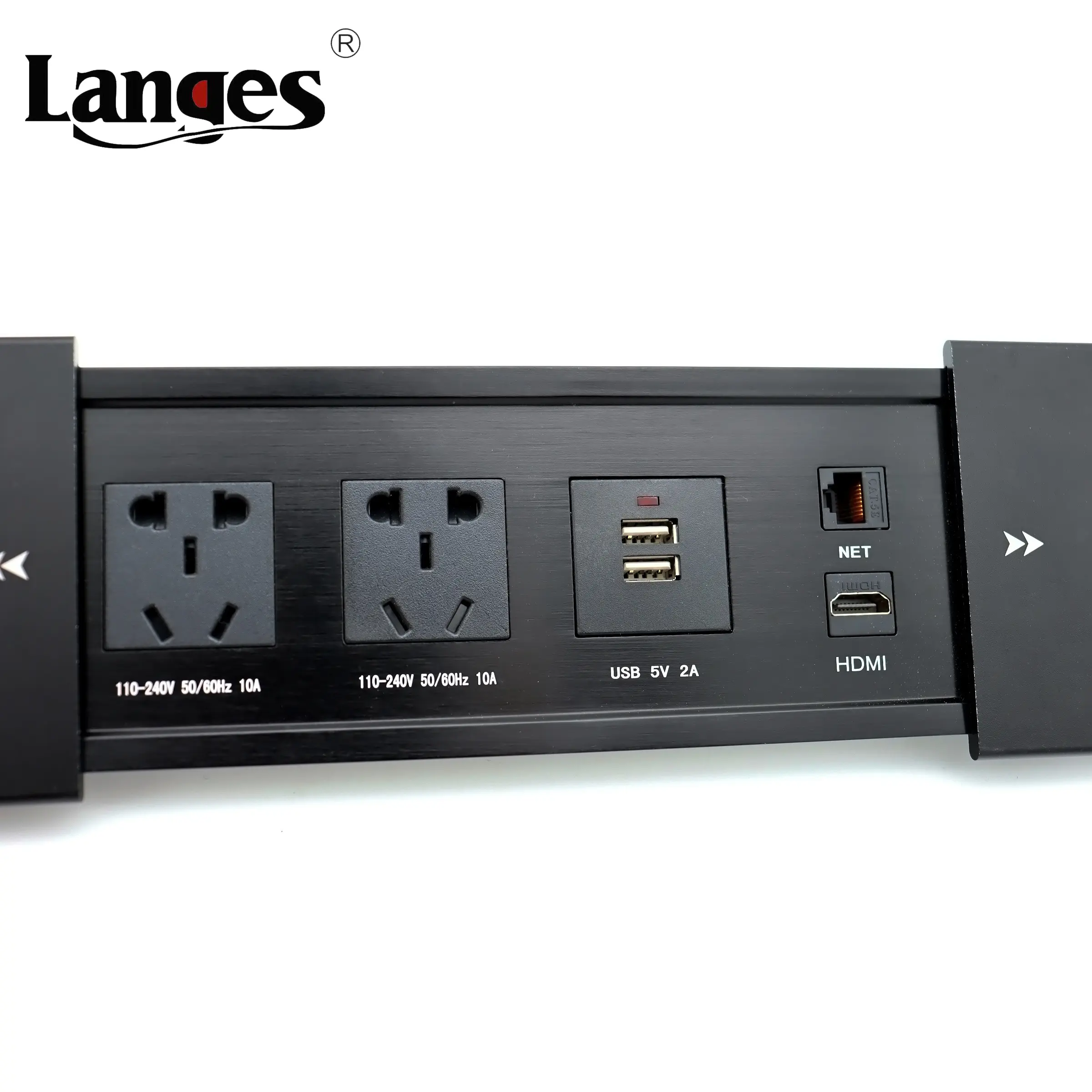 Hidden Multifunction Office Table European Plugs Outlet Conference Room Double Side Aluminum Alloy Desktop Power Socket