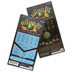 Laser holografis klasik lotere <span class=keywords><strong>Scratchcard</strong></span> win nomor digital printing Coated custom scratch off Lottery tiket - Product Image 1