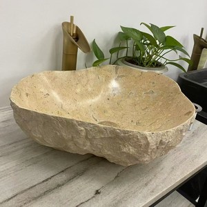 <span class=keywords><strong>Lavabo</strong></span> de cara de baño interior/exterior resistente al agua ecológico con forma irregular de mármol <span class=keywords><strong>Beige</strong></span> pulido de diseño moderno - Product Image 5