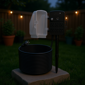 Multiprise extérieure 30 m 6 prises 13A avec couvercle étanche, minuterie à distance et contrôle du crépuscule - Product Image 2