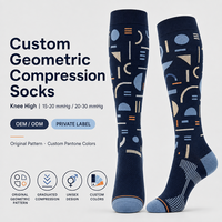 Chaussettes de compression géométriques personnalisées, hauteur genou, 15-20 20-30 mmHg, unisexe, motif jacquard, OEM ODM, marque privée