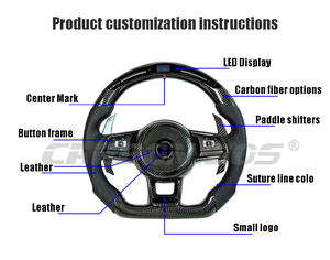 Volante de Carreras de Fibra de Carbono Negro para Hyundai Tucson 2011 2018 <span class=keywords><strong>2020</strong></span> 2024 con Cuero Perforado Blanco, Venta Directa de Fábrica, Nuevo - Product Image 6