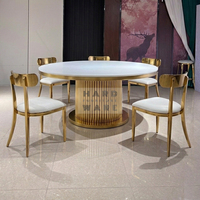 Mesa de Comedor Redonda Moderna de Acero Inoxidable de Lujo para Hoteles y Eventos de Boda