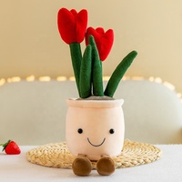 Mainan Tanaman Plush Tulip Kreatif Mia dalam Pot untuk Dekorasi Rumah Hadiah Ulang Tahun Sahabat