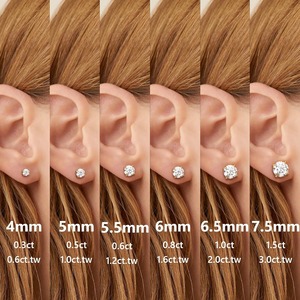 Boucles d'oreilles clous en moissanite couleur D clarté VVS1, diamant de laboratoire, or blanc 14K, argent sterling S925 - Product Image 4