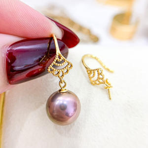 Accessoires de perles DIY en argent S925, crochet d'oreille dynamique et tendance avec perles de 8 à 11 mm et support à ongles vide 21298 - Product Image 1