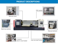 Torno CNC Horizontal Industrial de Servicio Pesado CK6180 1500mm 3000-6000mm con Sistema de Control de 4/6/8 Estaciones y Bancada Plana