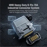 Conector de Aviación HMK 70A de Alta Corriente y Resistencia, Impermeable, 6/8 Núcleos, Conexión por Tornillo, Cable M32 415V, Hecho en China