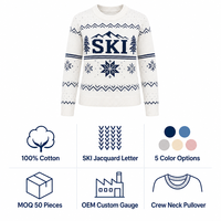 Suéter Jacquard Personalizado 100% Algodón para Mujer, Cuello Redondo, Estilo Casual de Invierno, OEM, Venta al Por Mayor, Marca Privada, Pedidos al Por Mayor, Fábrica