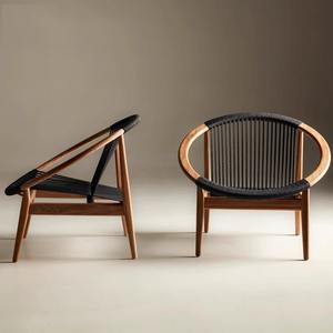 Chaise de jardin moderne en bois massif, ronde, durable, pour villa, cour, balcon, terrasse - Product Image 5