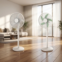 Kipas Angin 5-in-1 14 Inch AC DC Isi Ulang, Kipas Berdiri dengan Timer, Remote Control, Lampu LED, untuk Rumah Tangga - Laris Terjual