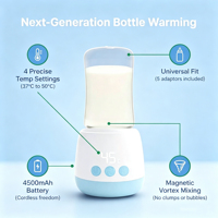 Nouveau design de mélangeur de lait pour bébé avec batterie au lithium intégrée, rechargeable, chauffe-biberon et mélangeur, 4 réglages de température, écran LED