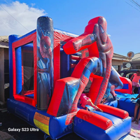 Château gonflable pour enfants sur le thème de Spiderman avec toboggan Utilisation en plein air pour les fêtes Fenêtre en maille sécurisée Matériel en PVC durable