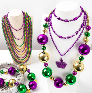 Conjunto <span class=keywords><strong>de</strong></span> Collares para Fiesta <span class=keywords><strong>de</strong></span> Mardi Gras, Cuentas Vibrantes en Morado, Verde y Dorado, Perfecto para Desfiles y Accesorios para Cabina <span class=keywords><strong>de</strong></span> Fotos - Product Image 1