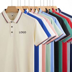 Polo de Verano para Hombre con Logotipo Personalizado OEM, Manga Corta, Cuello Solapa, Tejido de Punto, Corte Ajustado, Estilo Coreano, Rayas, Casual - Product Image 1