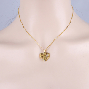 Collar con colgante de corazón chapado en oro 304 316 con circonita cúbica, joyería romántica para mujer, regalo de compromiso - Product Image 3