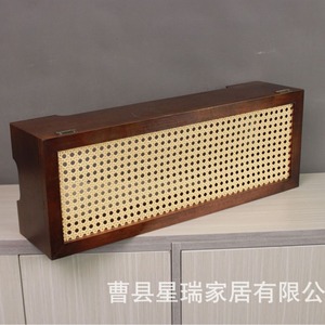 Boîte de rangement pour routeur en rotin de style rétro japonais, étagère murale en bois massif pour WiFi, boîte de rangement pour dissimuler les prises. - Product Image 5